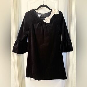 NWT Conspicuous Black Velvet Dress w/Whtie Bow Size 6-